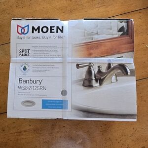New Moen Banbury Two-Handle Centerset Bathroom Faucet in Brushed Nickle